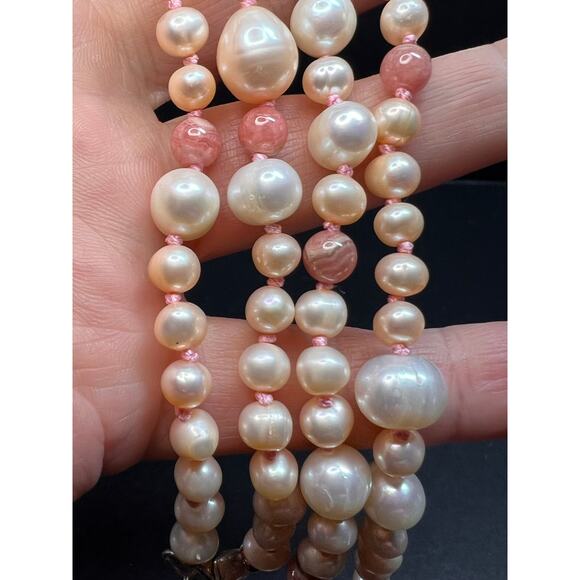 NEW freshwater pearl multi stone necklace with sterling silver clasp - Picture 11 of 15